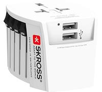 SKROSS | 1.302960 | MUV USB (2xA) | Adattatore Universale da Viaggio a 2 Poli - Completo di 2 Prese di Ricarica USB. Tensione e Potenza: 100V - 250W / 250V - 625W. Protezione Anti Scossa