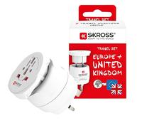 SKROSS 1.500231C-E, mondo combinato verso il Regno Unito | Adattatore da viaggio universale dal mondo al Regno Unito. Tensione e potenza: 100 V - 1300 W/250 V - 3250 W. Protezione anti-urto