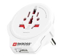 SKROSS Paese Adattatore da Viaggio - Mondo Per Europa Con USB Bianca