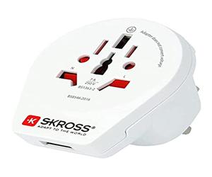 SKROSS | 1.500267 | World to UK USB | Adattatore da Viaggio con 1 Presa USB, Spina Inglese e Presa Universale - Tensione e Potenza 100V - 700W / 250V - 1750W - Protezione Anti Scossa