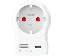 Skross, Adattatore da viaggio Regno Unito Tipo G con USB-A USB-C 20W, Bianco