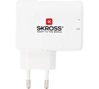 Skross 2800111 38565 Caricatore USB 2x USB-A Bianco, Argento Ambiente interno