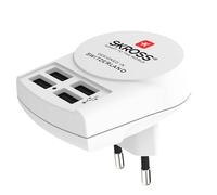 Skross, Adattatore Caricatore Europa 4 porte USB-A Potente e Compatto, Bianco