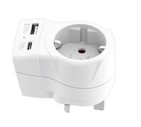 Skross, Adattatore da viaggio Regno Unito Tipo G con USB-A USB-C 20W, Bianco