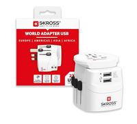 SKROSS - Adattatore da viaggio - World to Europe - con spina di terra (senza Svizzera e Italia) + 2xUSB 2400 mA