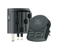 SKROSS - Alpha by SKROSS + 4 USB - Adattatore Universale da Viaggio dal Mondo Verso il Mondo - Voltaggio e Potenza: 100V-1000W/250V-2500W - 10A per Laptop ed Asciugacapelli + 4 USB (24W - 4,8A)