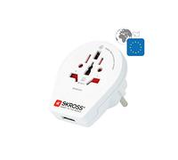 Skross By Poly Pool Sk500260 Adattatore da Viaggio con 1 USB Spina Schuko / Franco Tedesco Euro Plug e Presa Universale World To Europe USB