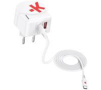 SKROSS - Euro USB Charger AC45PD con Cavo USB C - Caricatore da Muro 2 USB Power Delivery Utilizzo in Europa - 45 W - Cavo USB-C da 160cm Incluso - Tecnologia GaN