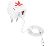SKROSS - Euro USB Charger AC65PD con Cavo USB C - Caricatore da Muro 2 USB Power Delivery Utilizzo in Europa - 65 W - Cavo USB-C da 160cm Incluso - Tecnologia GaN