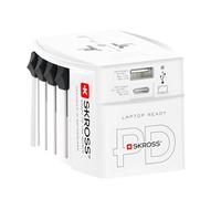 SKROSS -MUV USB AC65PD con Cavo USB C (160cm) - Adattatore Universale da Viaggio a 2 poli + 1x USB C & 1 x USB 65W- Tensione e Potenza: 100V - 250W/250V - 625W per PC portatili, Tablet e Smartphone