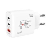 SKROSS - Power Charger 65W GaN EU - Caricabatterie per PC, Tablet, Smarthone con Ricarica Rapida 65 W - Caricatore con 3 dispositivi USB (Tyoe A 18W + Type C 20W + Type C 65W) con Presa UE