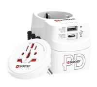 SKROSS - PRO Light USB AC30PD - World - Adattatore da Viaggio Universale 3 Poli per il Mondo con Caricatore USB PD a Ricarica Rapida (1 x USB C 3A + 1 x USB 2,4A) - Potenza: 110V - 700W / 250V - 1750W