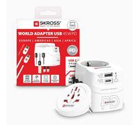 SKROSS - PRO Light USB AC45PD - Adattatore Universale da Viaggio da e per il Mondo con 2 Prese USB - Fast Charge da 45W - Tensione e Potenza : 100 V AC - 700 W / 250 V - 1750 W