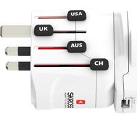 Skross PRO World & USB Bianco (Powerful 3-Pole World Travel Adapter w)