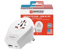 SKROSS World to USA AC20PD Adattatore da viaggio, con 1 porta di tipo C e 1 tipo A, ricarica rapida, erogazione di potenza, protezione dagli urti