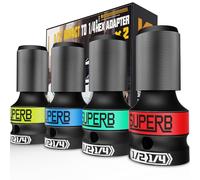 Skrweax Adattatori per Chiave a Percussione 4 pezzi，Adattatore da 1/2 a 1/4，Adattatore Avvitatore Impulsi