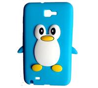 SKS Distribution® Azzurro Pinguino Custodia in Silicone/Cover/Case per Samsung Galaxy Note N7000