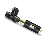 SKS GERMANY AIRBUSTER CO2 bike pompa for competition (con valvola di misurazione della pressione e misurazione rotativa, incl. protezione dal freddo e antipolvere, pompa e cartuccia da 16g), Nero