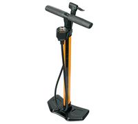 SKS Germany AIRWORX 10.0 pompa da pavimento per bici (pompa per bici con attacco valvola MULTI VALVE, con manometro di precisione e tubo ad alta pressione, pressione: 10 bar / 144 PSI), arancione