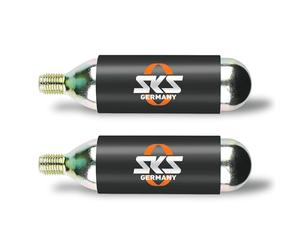 SKS GERMANY CO2-KARTUSCHEN 16 G & 24 G MIT/OHNE GEWINDE SET Luftkartuschen, Fahrradzubehör (blitzschnelles Aufpumpen, geeignet für MTB-, Rennrad- & Trekkingreifen, inkl. Kälteschutz), Schwarz