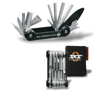 SKS Germany Tom Tool Bicicletta Multifunzionale (Mini Ruota portautensili, in Acciaio Inossidabile/Alluminio, Molte funzioni di Utensili Integrate). Unisex-Adult, Nero/Argento, One Size