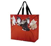 SKTNBM Borsa della spesa, borsa della spesa con stampa di gatto, borsa per la spesa portatile unisex, borse della spesa riutilizzabili pieghevoli, bianco, 40 x 40 x 16 cm