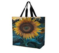 SKTNBM Borsa per la spesa, bellissima borsa per la spesa con stampa di girasole, borsa per la spesa portatile unisex, pieghevole, riutilizzabile, bianca, 40 x 40 x 16 cm