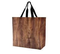 SKTNBM Borsa per la spesa, borsa per la spesa con stampa a grana di legno marrone, borsa per la spesa portatile unisex, borse della spesa riutilizzabili pieghevoli, bianco, 40 x 40 x 16 cm