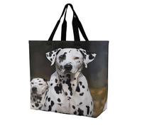 SKTNBM Borsa per la spesa, borsa per la spesa con stampa di cane dalmata, borsa per la spesa unisex portatile, pieghevole, riutilizzabile, bianca, 40 x 40 x 16 cm