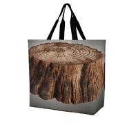 SKTNBM Borsa per la spesa, borsa per la spesa con stampa di ceppo di quercia, borsa per la spesa unisex portatile, pieghevole, riutilizzabile, bianca, 40 x 40 x 16 cm