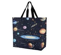 SKTNBM Borsa per la spesa, borsa per la spesa con stampa di famiglia solare, borsa per la spesa portatile unisex, borse della spesa riutilizzabili pieghevoli, bianco, 40 x 40 x 16 cm