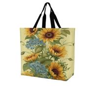 SKTNBM Borsa per la spesa, borsa per la spesa con stampa di girasoli, borsa per la spesa portatile unisex, borse della spesa riutilizzabili pieghevoli, bianco, 40 x 40 x 16 cm