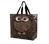 SKTNBM Borsa per la spesa, borsa per la spesa con stampa di gufi, unisex, portatile, pieghevole, riutilizzabile, bianca, 40 x 40 x 16 cm