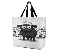 SKTNBM Borsa per la spesa, borsa per la spesa con stampa di pecore bianche e nere, unisex, borsa per la spesa portatile, pieghevole, riutilizzabile, bianca, 40 x 40 x 16 cm