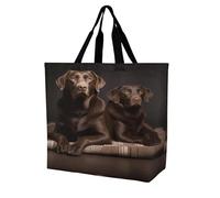 SKTNBM Borsa per la spesa, borsa per la spesa con stampa Labrador Retriever marrone, unisex, borsa per la spesa portatile, pieghevole, riutilizzabile, bianca, 40 x 40 x 16 cm, bianca, 40 x 40 x 16 cm