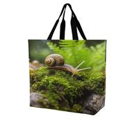 SKTNBM Borsa per la spesa, con stampa di lumache che strisciano, borsa per la spesa unisex, borsa per la spesa portatile pieghevole, riutilizzabile, 40 x 40 x 16 cm, bianca, 40 x 40 x 16 cm