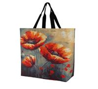 SKTNBM Borsa per la spesa, semplice borsa per la spesa con stampa di pittura a olio floreale, borsa per la spesa portatile unisex, borse della spesa riutilizzabili pieghevoli, bianco, 40 x 40 x 16 cm