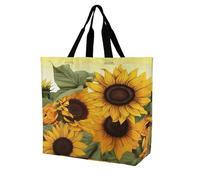 SKTNBM Borsa per la spesa, stampa floreale girasoli, borsa per la spesa unisex, borsa per la spesa portatile pieghevole, riutilizzabile, bianca, 40 x 40 x 16 cm