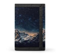 SKTNBM Portafoglio a tre pieghe, con stampa di montagne notturne stellate, portafoglio sottile e sottile per uomini e donne, nero, taglia unica, moderno