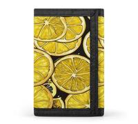 SKTNBM Portafoglio a tre pieghe, portafoglio sottile con stampa di carta da parati con limone, portafoglio con tasca frontale, portafoglio a tre ante da uomo, sottile ed elegante, per uomini e donne