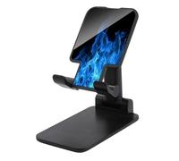 SKTNBM Supporto per telefono cellulare,Supporto per telefono con stampa fiamma blu,Supporto per telefono mobile,Supporto per telefono regolabile da tavolo, nero
