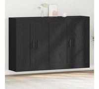 SKTQYQO Cabinet a muro 2 pezzi Rovere Nero Legno ingegnerizzato con 4 porte e 2 cassetti per soggiorno, organizzazione modulare e finitura opaca liscia per interni, dimensioni