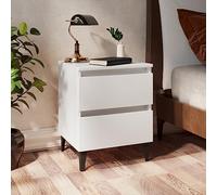 SKTQYQO Comodini 2 Pezzi Bianco Lucido 40x35x50 cm in Legno Multistrato con Gambe in Metallo e Due Cassetti Spaziosi per Camera da Letto Moderna Design Industriale e Facile Pulizia