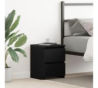 SKTQYQO Comodino Moderno in Rovere Nero con Due Cassetti Design Funzionale per Camera da Letto Arredamento Contemporaneo Legno Massello Montaggio Semplice