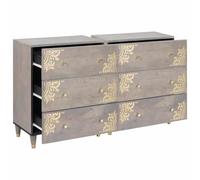 SKTQYQO Credenza 2 pcs Grigio 60 x 33 x 75 cm Legno di mango massello