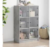 SKTQYQO Credenza con Ante Grigio Cemento 68x37x109 cm in Legno Multistrato 6 Scomparti per Libri e Oggetti, Mobile Moderno con Ampio Spazio di Archiviazione e Design Funzionale