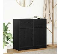 SKTQYQO Credenza con Cassetto Rovere Nero 80x34x76 cm Legno Multistrato, Mobile Buffet con 2 Ante e 2 Cassetti per Soggiorno, Ampio Spazio Archiviazione, Design Modulare