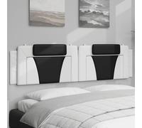 SKTQYQO Cuscino Testiera in Similpelle Nero e Bianco 200 cm per Letto con Supporto Schienale Morbido e Installazione Versatile, Cuscino Testata Imbottito in Schiuma per Letti