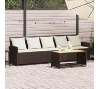 SKTQYQO Divano da Giardino a 5 Posti con Cuscini in Polyrattan Marrone Set da patio Set per esterni Adatto per giardini
