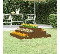 SKTQYQO Fioriera Marrone Ambra in Legno Massello di Pino 80x80x27 cm con Design a Scala per Piante e Ortaggi, Struttura Robusta e Decorativa per Giardino, Ideale per Coltivazione